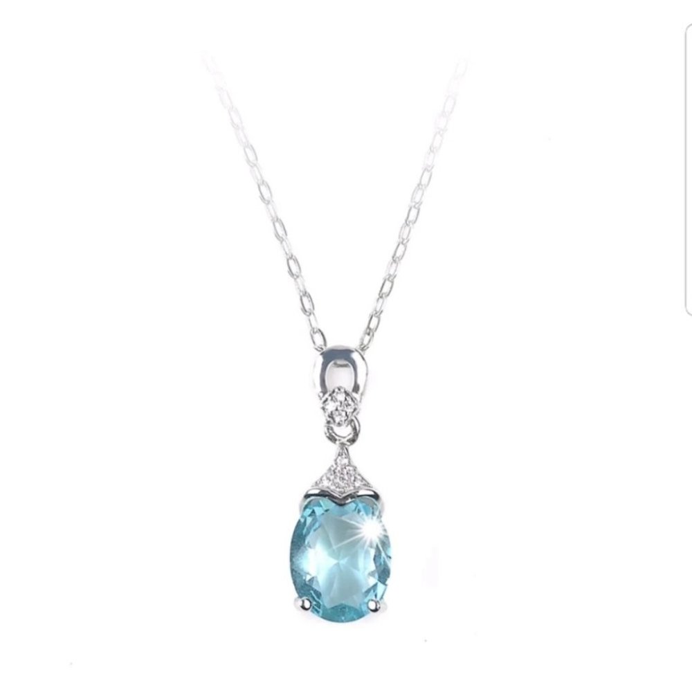 New light blue natural stone necklace pendant - Picture 4 of 7